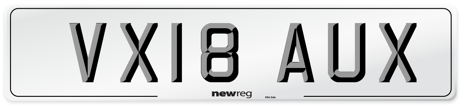 VX18 AUX Number Plate from New Reg